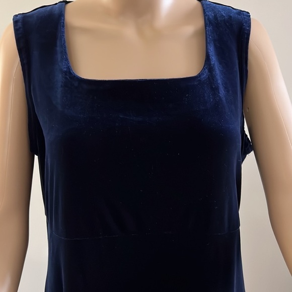 𝅺VINTAGE Kathie Lee New Dark Blue Velvet Dress NWT - Picture 4 of 11